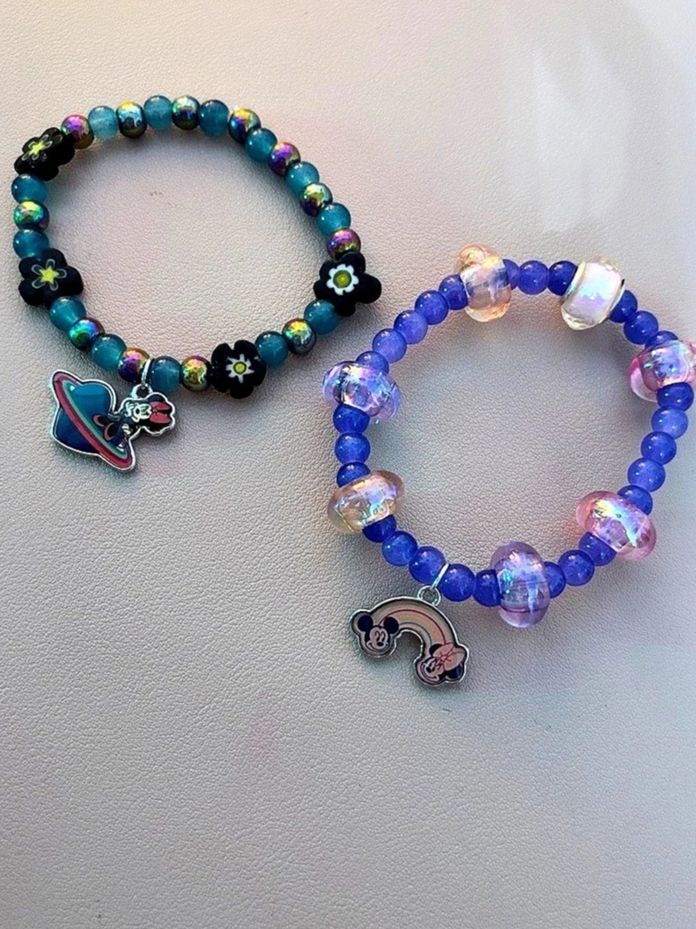 Outer space Mickey Minnie fandom vibes hand crafted bracelets-pick one